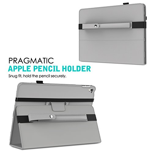 MoKo Halter für Apple Pencil – Premium PU Leder Bleistift Stift Schleife Sleeve Cover Schreibzeug Schreibgerät Beutel mit abnehmbare Gummiband für Apple iPad Pro 9.7 Zoll Hülle Case, Silber - 2