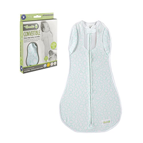 Woombie Convertible Baby Cocoon Swaddle (0 - 3 Months, Mint O's Vented)