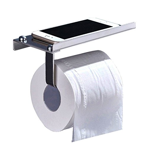 Toilettenpapierhalter Bamyko Edelstahl Papier Tissue Halter Wandhalterung für Badezimmer mit Handy-Aufbewahrung Regal