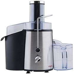 H.Koenig Centrifugeuse Extracteur de Jus de Fruits et Légumes 1L Inox GS8 Sans BPA, Bec Verseur Extra-Large bouche, Puissante 700W, 2 Vitesses, Démontable pour Nettoyage facile, Pieds Anti-dérapants