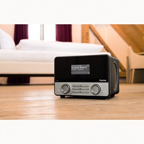 Hama Internetradio IR110M (WLAN/LAN, Fernbedienung, USB-Anschluss mit Lade- und Wiedergabefunktion, Weck- und Wifi-Streamingfunktion, Multiroom, gratis Radio App), schwarz
