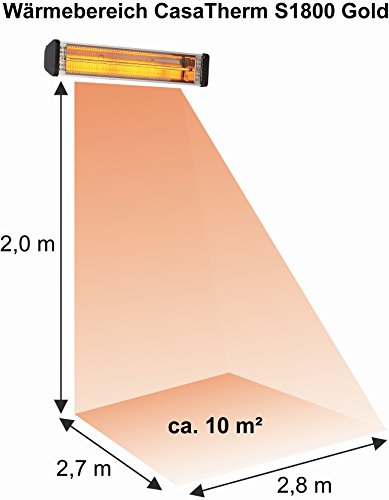 CasaTherm Infrarot Heizstrahler S1800 Gold Fernbedienung IP55, Silber, 1800 Watt - 4