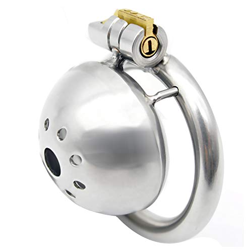 P-énis Rings Stainless Steel Male Chastity Device Super Small Short C-ock Cage with Stealth Lock Ring Sex Toy A269,cage Without Tube,About 45mm,Double C-ock Ring Couple Sex