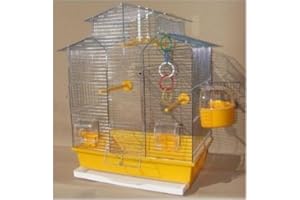INTERZOO Vogelkäfig,Wellensittichkäfig,Exotenkäfig,60 cm Vogelkäfig Vogelbauer Wellensittich Kanarien Voliere Vogelhaus Käfig IZA 2 II gelb