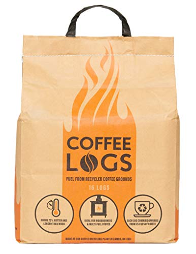 Coffee Logs - 16 WINTER FUEL LOGS MADE FROM RECYCLED COFFEE - FOR A HOTTER & LONGER BURN