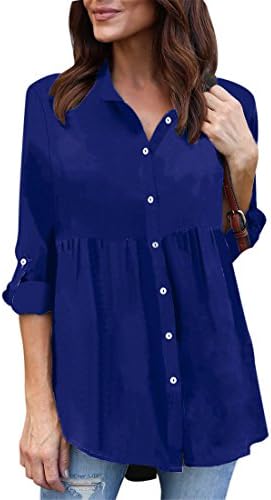 Womens Long Sleeve Tops,Girl Chiffon Plus Size Work Shirt Blouse T-Shirt Pullover For Ladies Moonuy Fashion Casual Spring Autumn Summer Elegant Loose Jumpers Pyjamas,Womens Tops (Blue, XXXL)