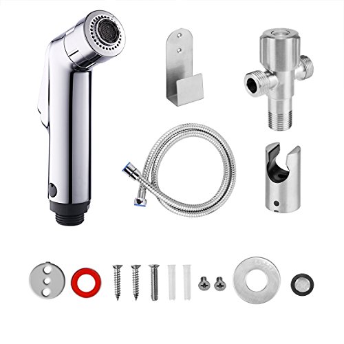 AOZBZ 2 Modi Toilette Bidet Handbrause Brause Bidet-Armaturen, Bidet Dusche Spritzgerät Spray WC Duschkopf Wasserhahn für Intimpflege Windeln mit Schlauch, T-Stück Winkelventil, Halterung Halter, Halter Haken