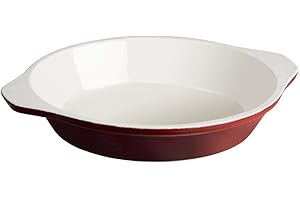 Vogue Red Round Cast Iron Gratin Dish 400ml - Suitable for All Oven and Hob Types, Including Induction GH315