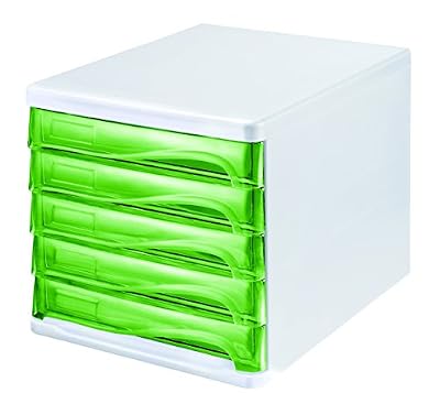 helit h6129450 économie de tiroirs avec 5 compartiments peut être écrit sur Gris/Gris clair/Vert Translucide