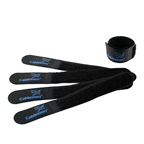 Cablesson wiederverwendbare abnehmbare Klettverschluss Nylon Kabelbinder – Paket mit 20 schwarz – Macht Ordnung in Ihrem Kabelsalat - 5