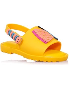 MINI MELISSA - Gelbe Sandale Mia + Fabula, made in Brazil, mit einem Muster mit einem Schmetterling und einer...