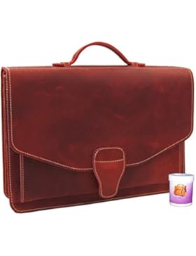 Vintage Aktentasche - Schultertasche - Laptoptasche aus Leder in Rot oder Braun im Set mit Lederpflege - Handmade...