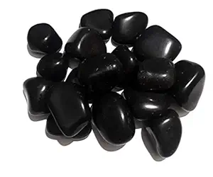 OhhSome 3Kg Black Polished Stone Glossy Marble Pebbles for Aquarium Garden Table Decoration [3Kg]