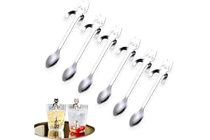 ANCUIOYZ Cuillère à Café En Forme De Chat En Acier Inoxydable 304, Cuillère à Café De Dessert, Lait, Boisson, Dessert Au Sucre, Assaisonnement, Cuillère De Taverne (6 Pièces)