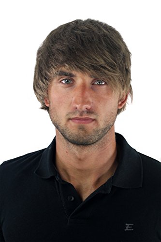 Herrenperücke Perücke Männer Kurz Jugendlich Lässig Wild Stürmisch-Struppig aufgestylt Modisch Dunkelblond Toupet Neu GFW1169-18 - 5