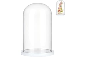 NBEADS Cúpula de Campana con Exhibición de Vidrio, Cubierta Decorativa de Cúpula de Vidrio para Coleccionables, Decoración de Mesa Central de Mesa para el Hogar Y la Oficina de Rosas, 15x25.5 cm