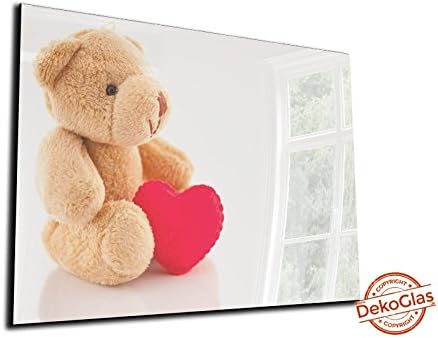 Glass board by DekoGlas 70x50 magnetic board slate Memo board teddy bear heart