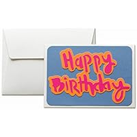 Happy Birthday - Joyeux anniversaire - fluorescent couleurs - carte de voeux avec enveloppe (10,5 x 15 cm) - carte faite à la main - blanc à l'intérieur .