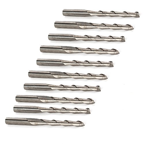 BQLZR 3.175×2.5x22mm Acryl ABS Hartmetall Zwei Flöte Spiral Bit 10pcs - 3