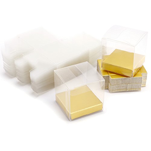 50 x Hochzeit Geburt Party Gastgeschenk Transparent Geschenkbox Kartonage Geschenkverpackung Bonboniere Box Geschenkschachtel Gift box Tischdeko 5*5*5cm - 2