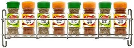 Single Tier Chrome Wall Mounted Spice Jar Rack Kitchen Cabinet Cupboard Door 193mm to suit 300mm door