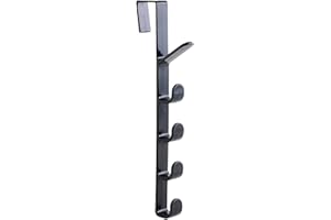 Durdiiy Largas filas de ganchos detrás de la puerta Carga 10 kg,Gancho sin clavos detrás de la puerta Gancho de almacenamiento trasero de puerta multifuncional,Percha de almacenamiento (Negro)