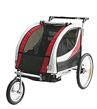 Tiggo Jogger Remorque à Vélo 2 en 1, pour Enfants + Amortisseur 902-D01 JBT03N - Rouge-Noir