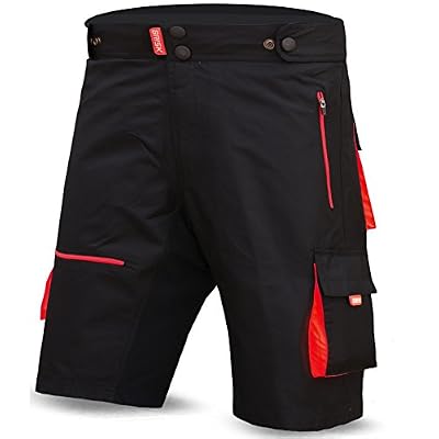 Brisk Bike Shorts de MTB Brisk, Coolamax rembourré, doublure intérieure amovible, Free Style Taille adulte (rouge, X grande)