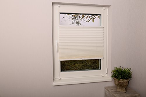 Plissee 70 x 130 cm Creme Crushed-Optik Fertigplissee verspannt ohne Bohren