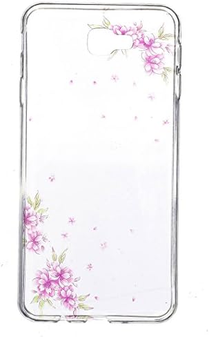 Samsung Galaxy J5 PRIME Case, Wanxideng Soft Silicone Cover - Transparent Crystal Shell - Pink Flower