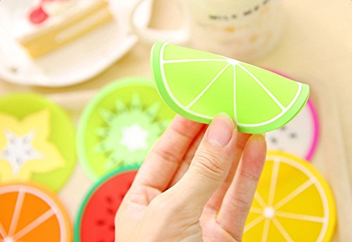 Nikgic Obst Muster Runde Glasuntersetzer Silikon-Untersetzer Rutschfeste Getränke-Untersetzer Untersetzer für Tassen Tisch Bar Glas (6 Stück) - 3
