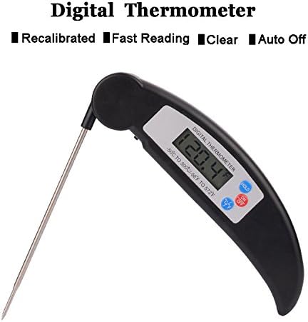 PIMITI Digital Food Thermometer Probe 4 Second Instant Reading Meat Thermometer Foldable Cooking Thermometerfor for Food Kitchen, Cooking, BBQ, Oven, Candy, Water and Grilling