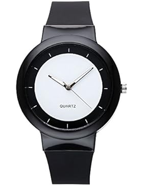 JSDDE Uhren,Fashion Einfach Damen Armbanduhr Silikonband Casual Sportuhr Analog Quarzuhr Silikonuhr,schwarz
