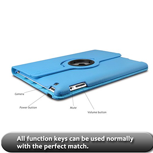 iPad 2 3 4 Hülle,Infiland PU Ledertasche lederhülle 360°Drehbarer Stand Smart Cover Case Schutzhülle Tasche Etui für Apple iPad 2,iPad 3, iPad 4(mit Auto Schlaf / Wach Funktion)(Hellblau) - 5