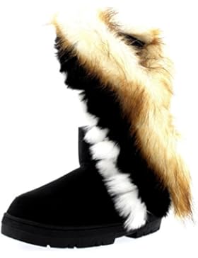 Damen Tall Tassel Rabbit Pelz Gefüttert Winter Kaltes Wetter Schnee Regen Stiefel