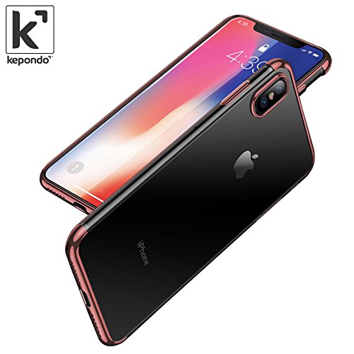 Kepondo Funda iPhone X Transparente, Caja de Gel Cristalina, Ajuste Slim para Apple iPhone 10 (Oro Rosa)