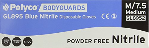 BODYGUARD GL8952B Nitrile Powder Free Disposable Gloves, Set of 100-Medium