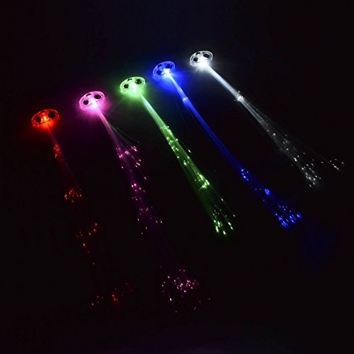 Leuchtende Led Haar Zöpfe 10er Set- Très Chic Mailanda LED Haarsträhnen Glühwürmchen Rainbow Fasching Party - 3