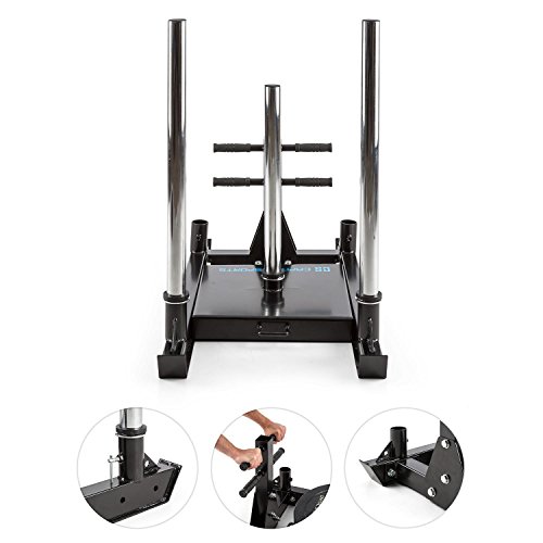 CAPITAL SPORTS Sledster Plus Gewichtsschlitten Powerschlitten Sprint- und Zugschlitten für Schnellkrafttraining sowie Druck- und Zugübungen (7cm breite Gleitschienen, für Gewichte mit Ø 50 mm, Stahl) - 2