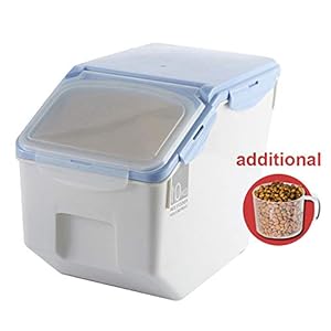 Baffect Envase de Comida, Caja de Almacenamiento para alimentación Animal, Comida para Perros Alimento para Gatos Envase para alimentación de Comida Seca Hermético, Grande 8-10 kg, Azul