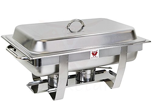 Beeketal 2er Chafing Dish Set „BCD-2“ Profi Gastro Speisewärmer Set aus Edelstahl – Lieferumfang: 2x Grundgestell, 2x Wasserbecken, 2x Deckel, 4x Brennpaste Behälter, 4x Gastronorm Behälter - 8