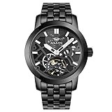 ZGZXD Mechanische Uhr Casual Männer, Jungen Und Studenten Wasserdichte Stahlgürtel Business-Uhr,Black