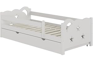 ‎OSKAR-STORE Oskar-Store Livinity Kinderbett Einzelbett Juniorbett Jessica modern Kinderzimmer Bett Bettschublade Rausfallschutz (Weiß, 160 x 80 cm ohne Matratze)
