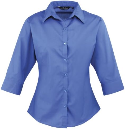 Ladies 3/4 Sleeve Poplin Blouse Royal 20
