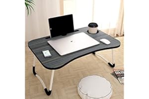 SKE Bed Study Table Portable Wood Multifunction Laptop-Table Lapdesk for Children Bed Foldabe Table Work with Tablet Slot & C