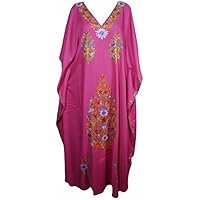 Mogul Interior Ladies Oversized Maxi Kimono Kaftan Embroidered Tunic Abaya Kaftan Dress Free Size