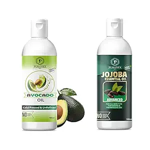 PURANEX 100% PURE & NATURAL AVACADO OIL & JOJOBA OIL 100ML (COMBO PACK OF 2) 200 ML