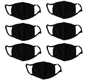 R P JEET Black Bike Riding Pollution Face Mask for Men & Women Pack of 7 (Black)