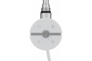 Warmehaus Touch Screen Thermostatic Electric Heating Element with Timer LCD Display Dual Fuel for Bathroom Heated Towel Rails and Radiators White 400W