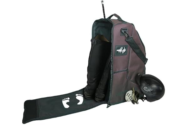 Driver13 Sac pour Bottes d’équitation Deluxe avec Compartiment Casque, Sac pour Bottes Jusqu’à 60 cm, bandoulière, Marron, 35 x 30 x 60 cm